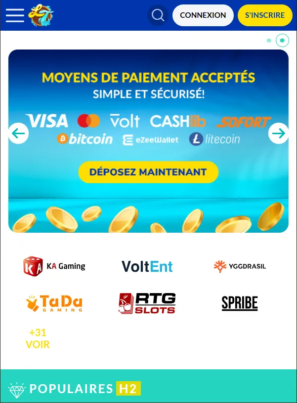 Application Mobile Lucky Treasure Casino